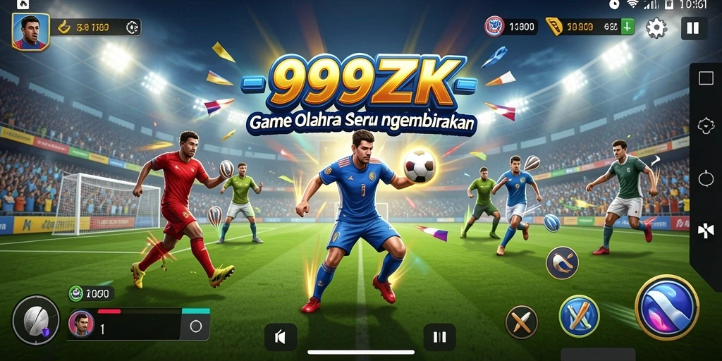 Tampilan gameplay seru 999ZK dengan aksi olahraga mendebarkan.