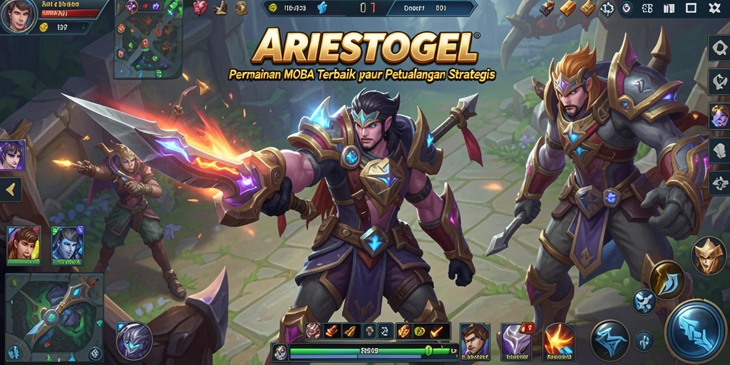 Gameplay seru dalam ARIESTOGEL yang menampilkan pertarungan tim.