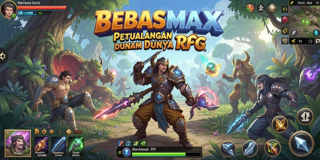 Tangkapan layar permainan <strong>BEBASMAX</strong> yang menampilkan pertarungan seru RPG.