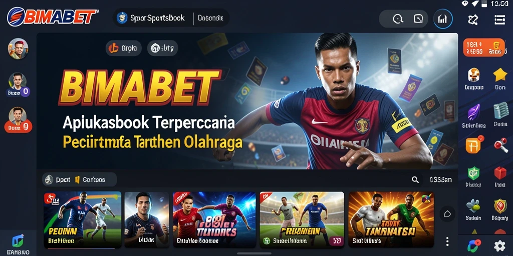 Tampilan menarik dari aplikasi taruhan olahraga BIMABET menunjukkan fitur utama dan gameplay.