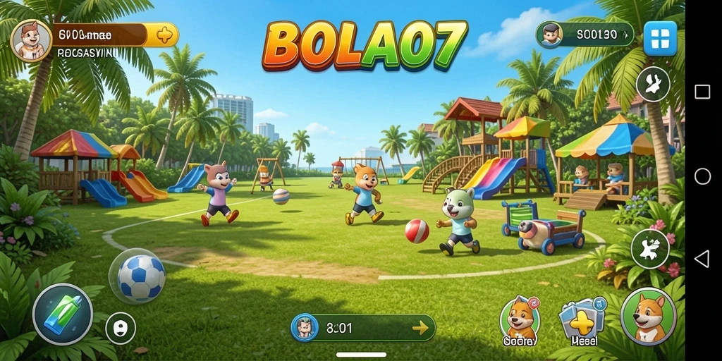 Tampilan gameplay seru dan warna-warni di BOLA07.
