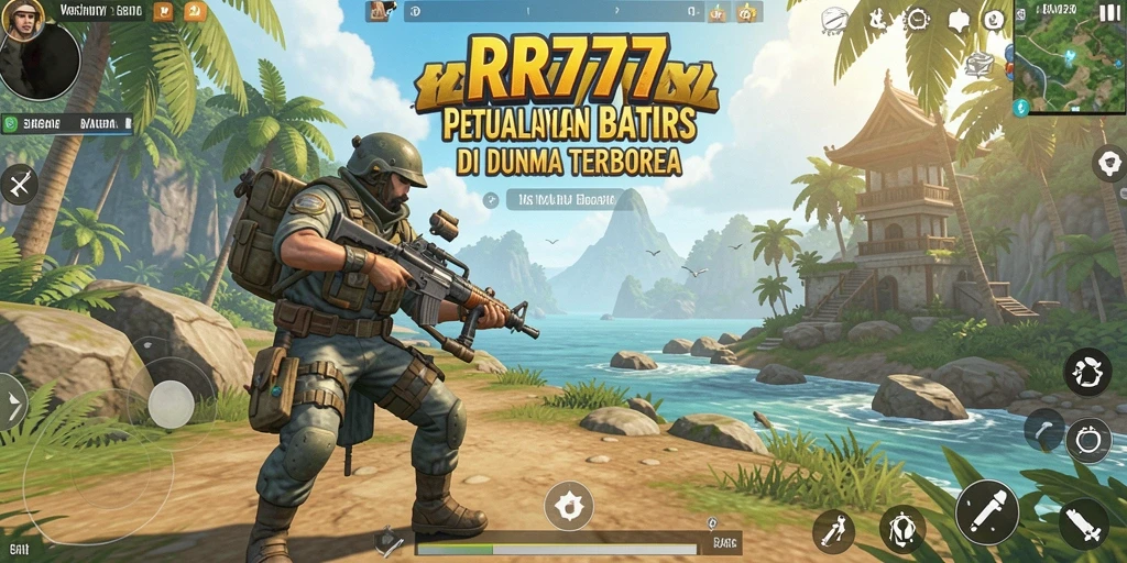 Screenshot gameplay dari RR777 di dunia terbuka yang luas.