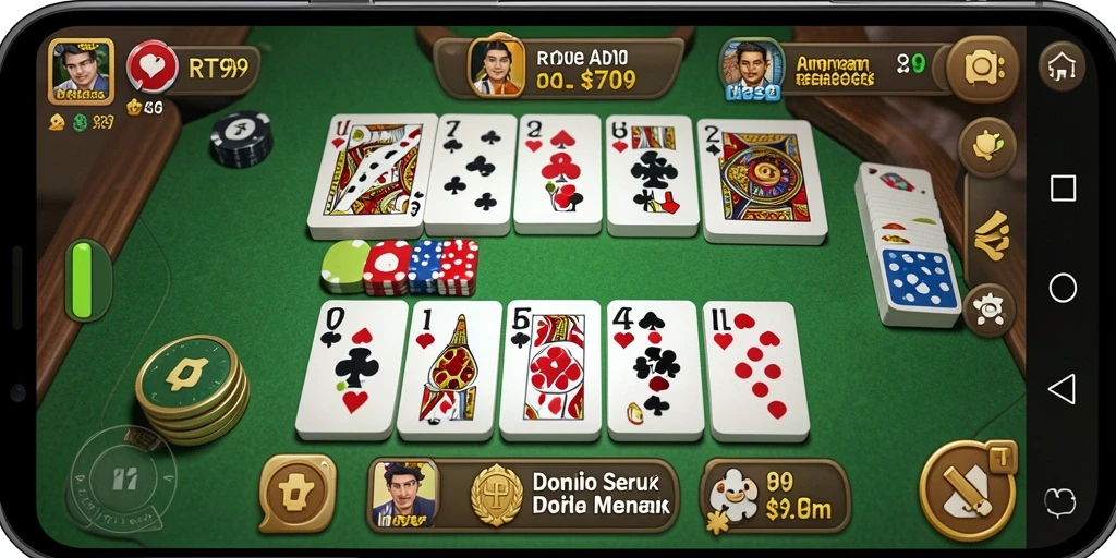 Screenshot gameplay domino RT99 yang seru dan menantang.