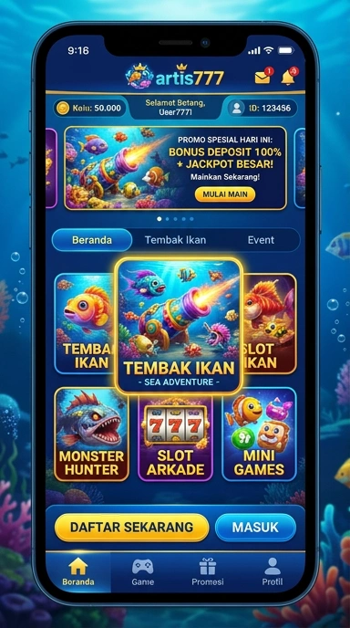 Tampilan antarmuka pengguna artis777 yang menarik.